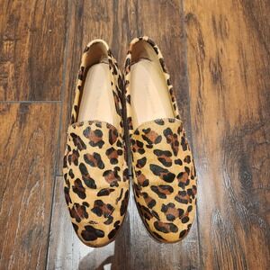 Banana Republic Leopard Calf Hair Loafers Womens 8 Animal Print Flats Slip On